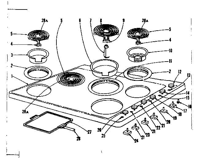 Cook top section