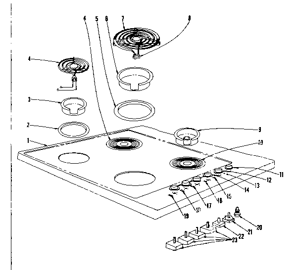 Cook top section