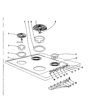 Cook top section