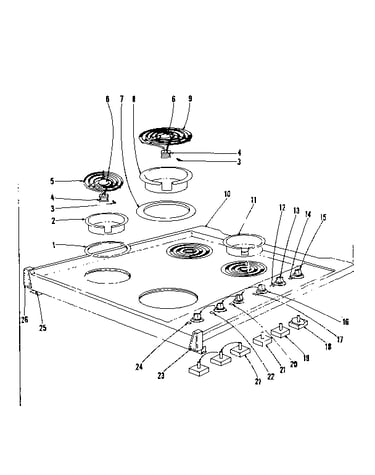Cook top section
