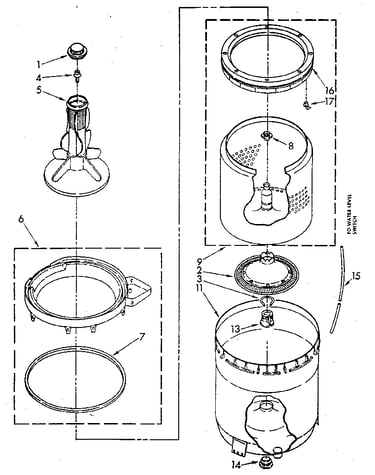 Agitator, basket and tub