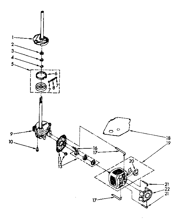 Brake, clutch, gearcase, motor and pump