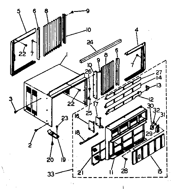 Cabinet and front panel parts