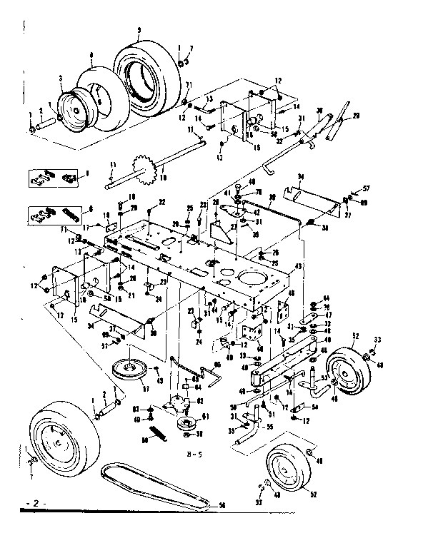 MAIN FRAME AND WHEEL ASSEMBLY