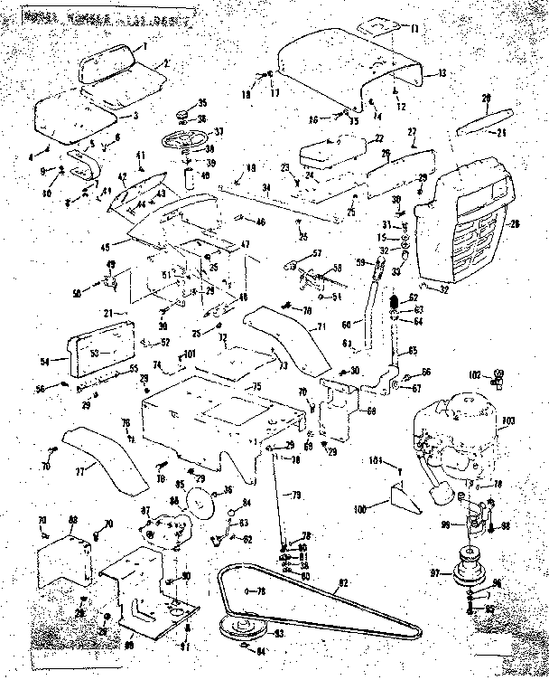 Grill, seat, and engine mount assemblies