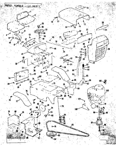 Grill, seat, and engine mount assemblies