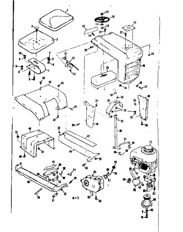 Grill, seat, and engine