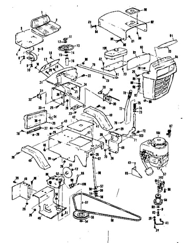Grill, seat, and engine mount assemblies