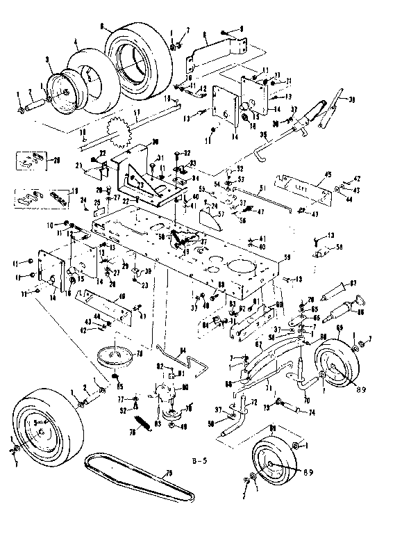 MAIN FRAME AND WHEEL ASSEMBLY