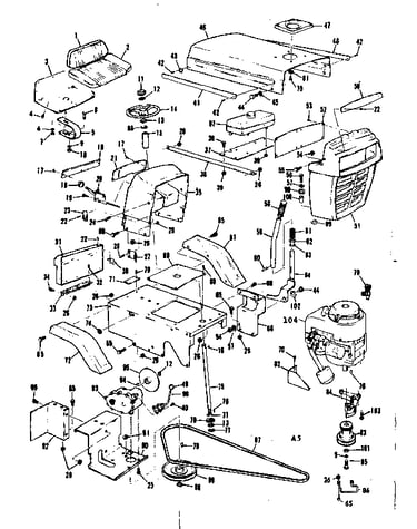 Grill, seat, and engine mount assemblies