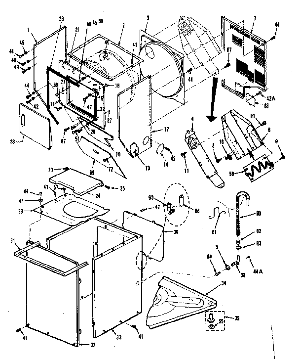 Cabinet parts, heater