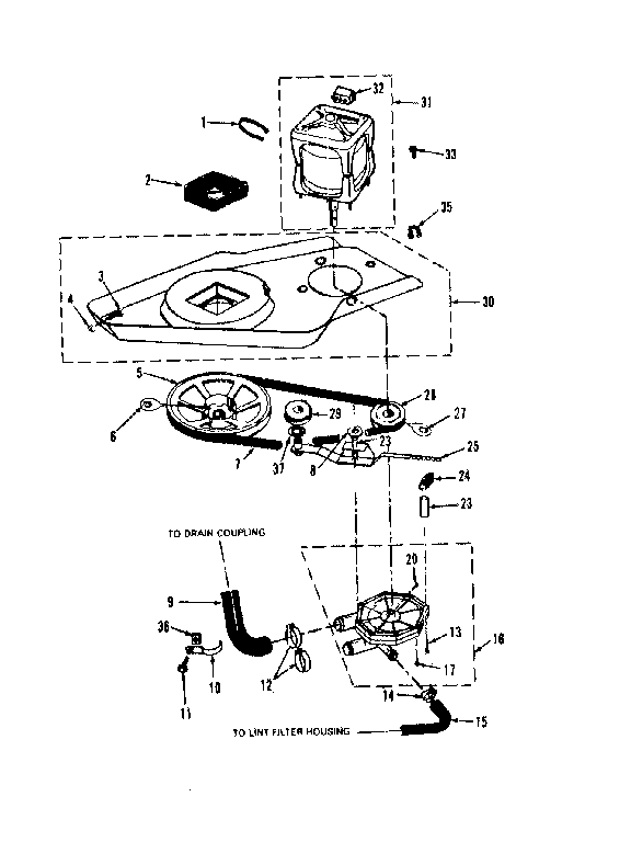 Washer drive system, pump