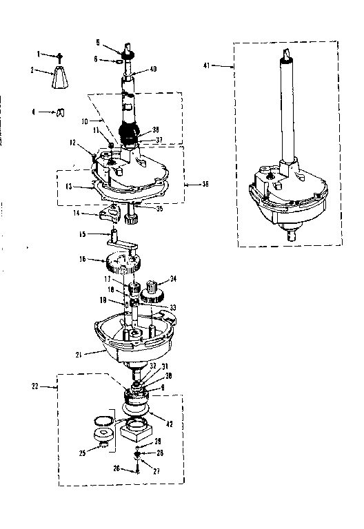 TRANSMISSION, WATER SEAL, LOWER BEARING ASMY.