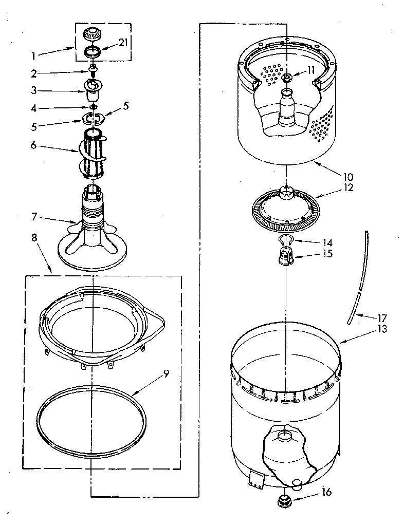 Agitator, basket and tub parts