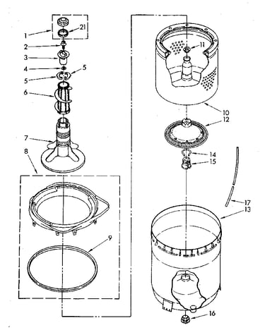 Agitator, basket and tub parts