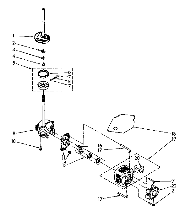 Brake, clutch, gearcase, motor and pump parts