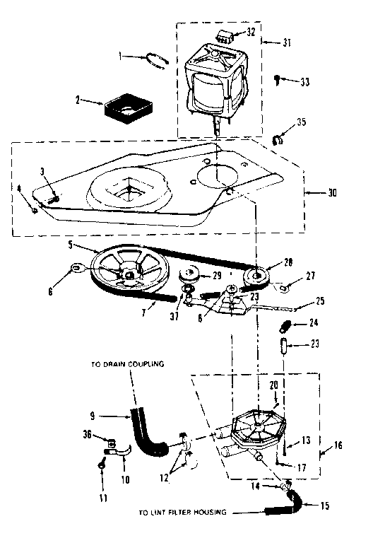 Washer drive system, pump