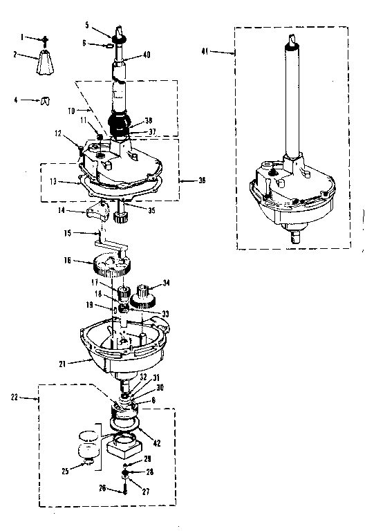 Transmission, water seal, lower bearing asmy.