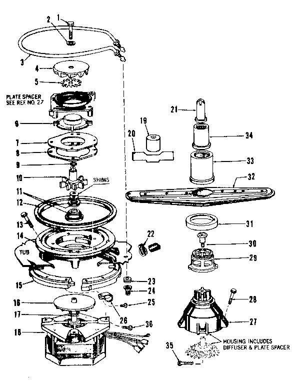 Motor, heater, and spray arm details