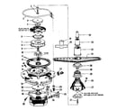 Kenmore 5871416082 motor, heater, and spray arm details diagram