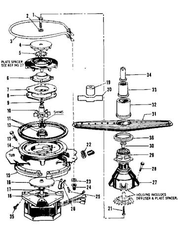 Motor, heater, and spray arm details