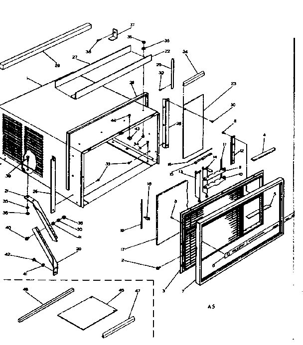 Cabinet and front parts