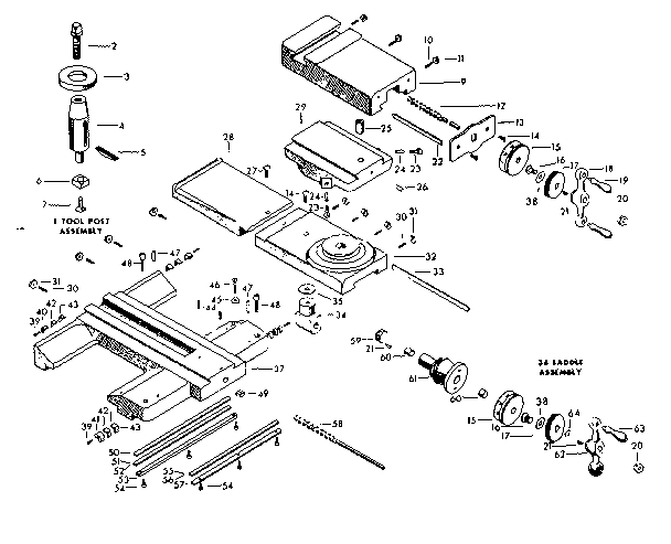 TOOL POST COMPOUND REST AND SADDLE ASSEMBLY