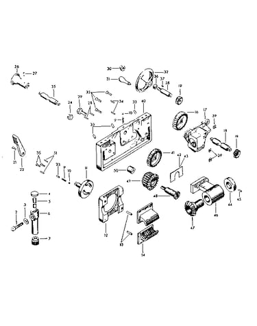 Threading dial, split nut, apron and gear case assembly