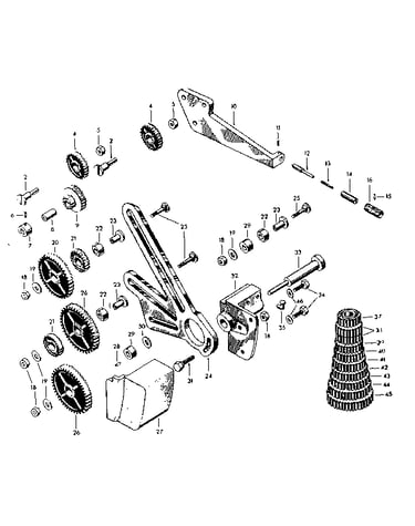 Tumbler, standard gear and change gear assembly