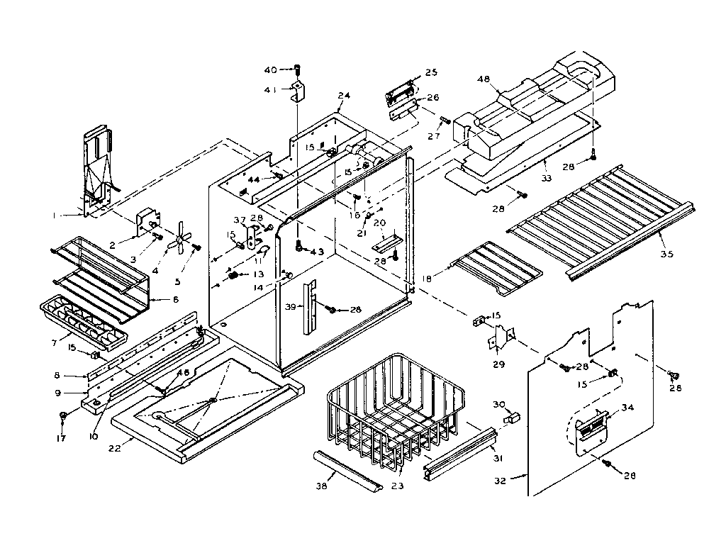 Refrigerator freezer section parts