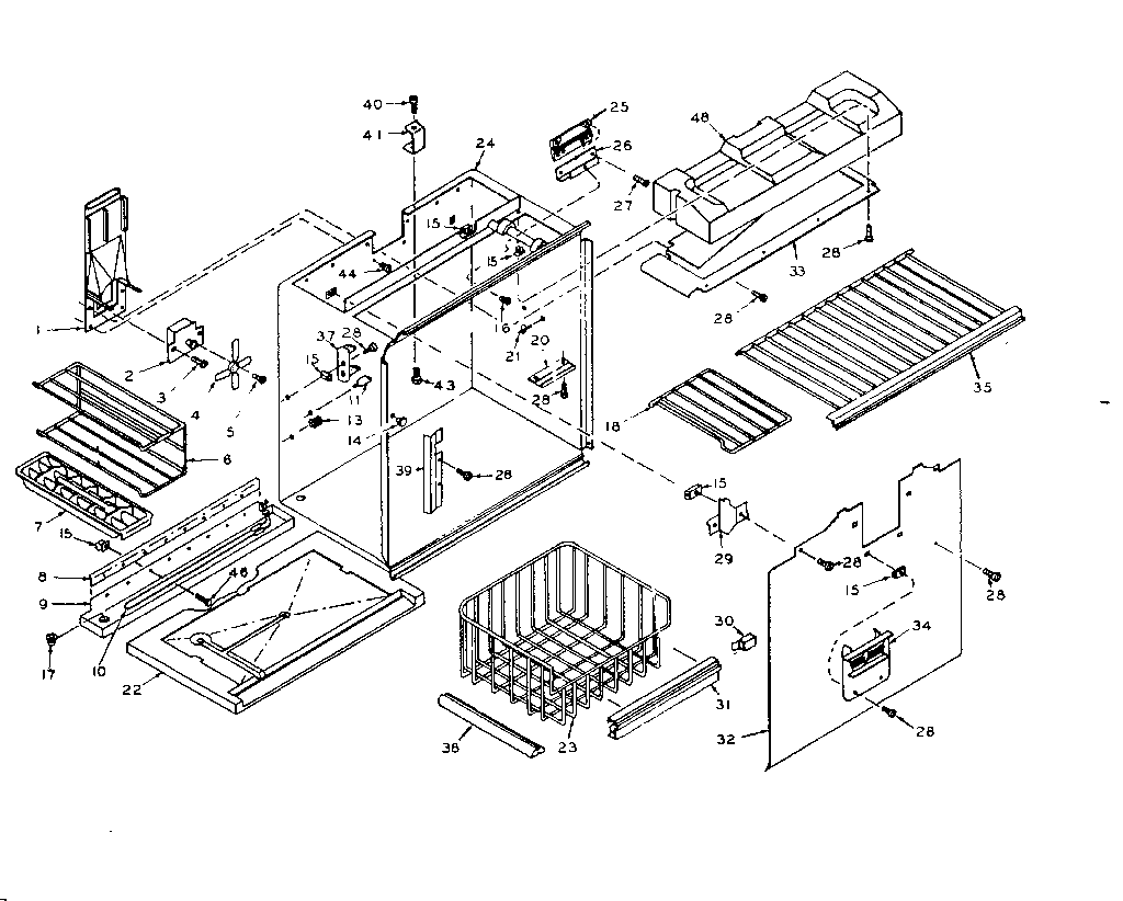 Refrigerator freezer section parts