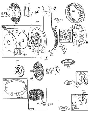 Rewind starter and flywheel assembly