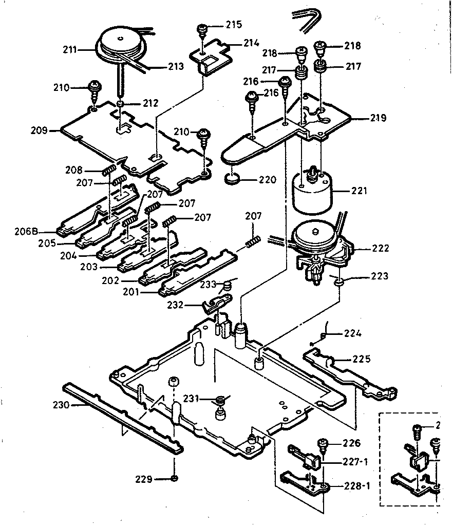 Tape mechanism exploded view (2)