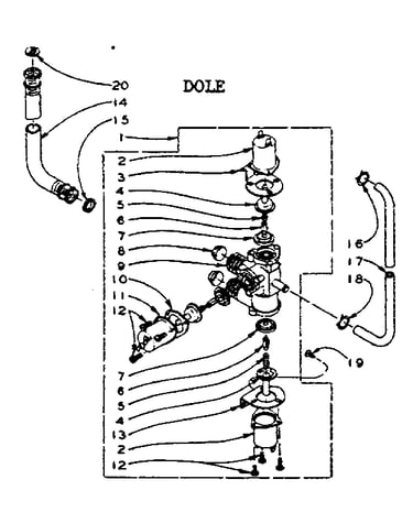 Dole mixing valve assembly