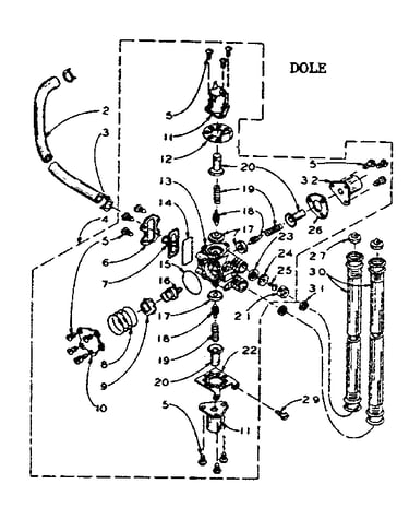 Dole mixing valve assembly
