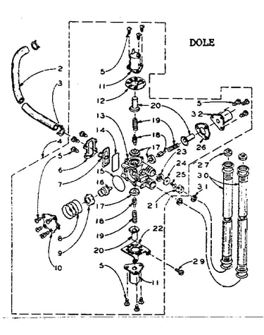 Dole mixing valve assembly
