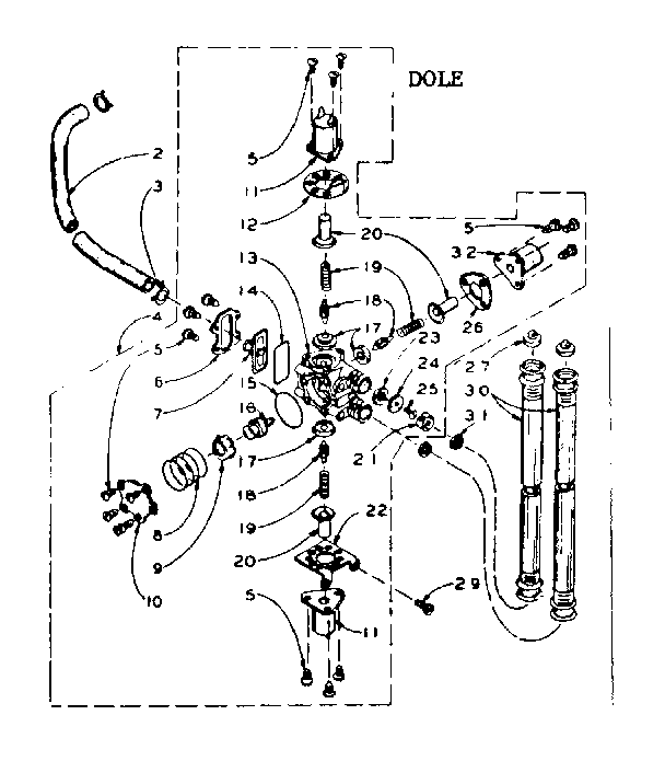 Dole mixing valve assembly