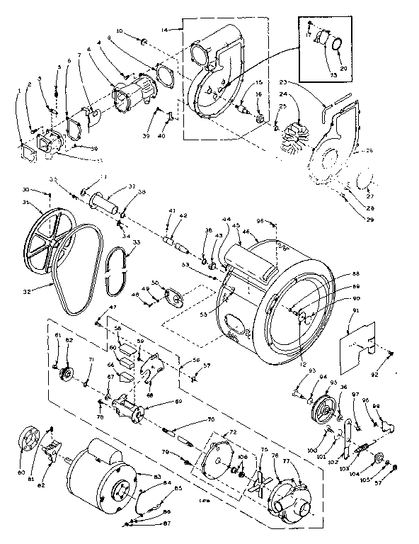 Blower, cylinder, pump and motor