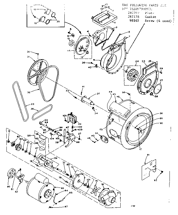 Blower, cylinder, pump and motor