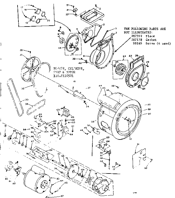 Blower, cylinder, pump and motor
