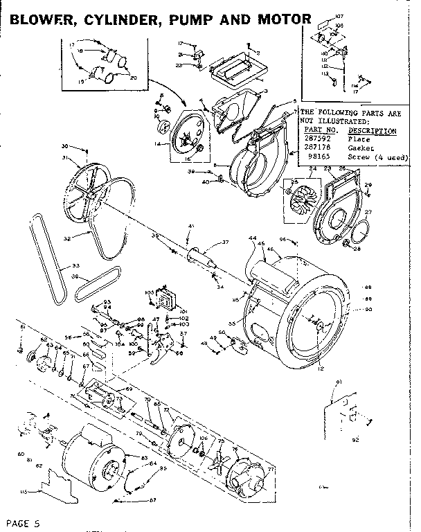 Blower, cylinder, pump and motor