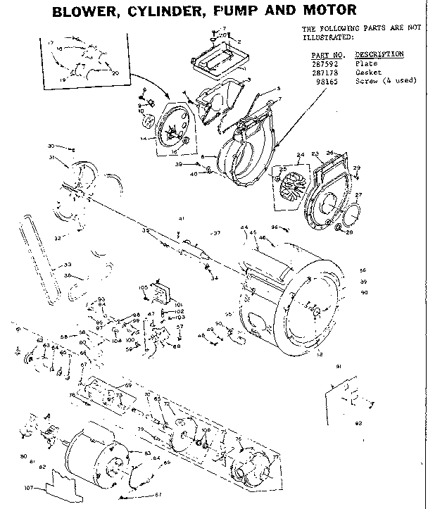 Blower, cylinder, pump and motor