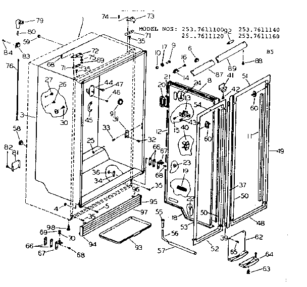 Cabinet liner and divider parts