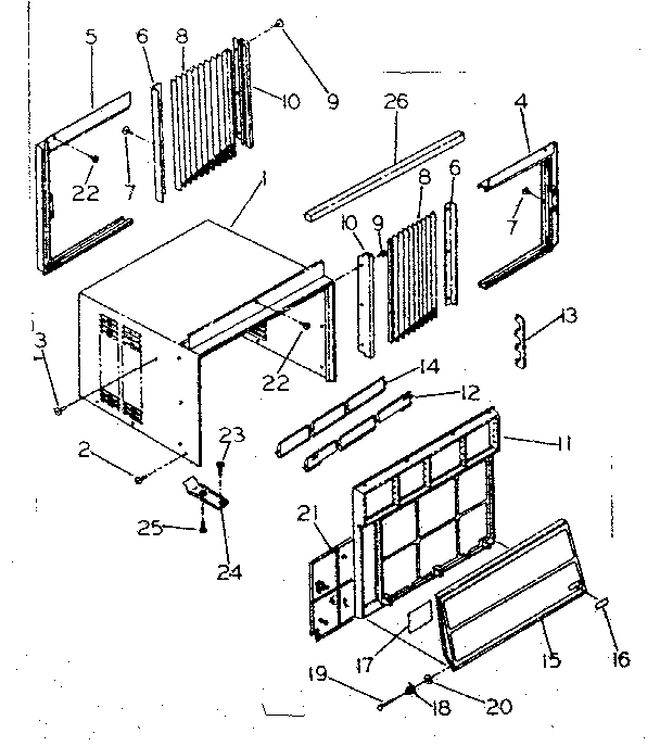 Cabinet and front parts