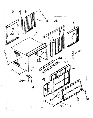 Cabinet and front parts