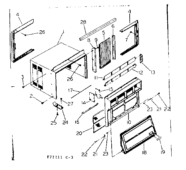 Cabinet and front parts