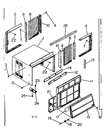Cabinet and front parts