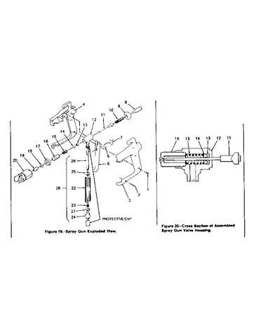 Spray gun and valve housing