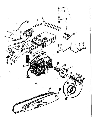 Chain/bar and oil/fuel parts