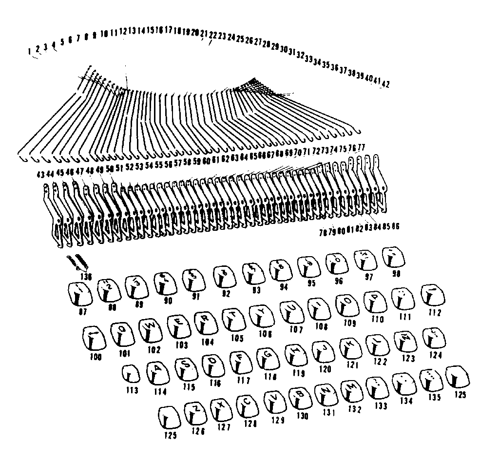 Type bar wire, bell crank & key (american spanish)